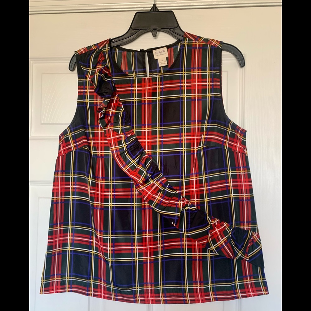 J Crew Plaid Ruffle Top